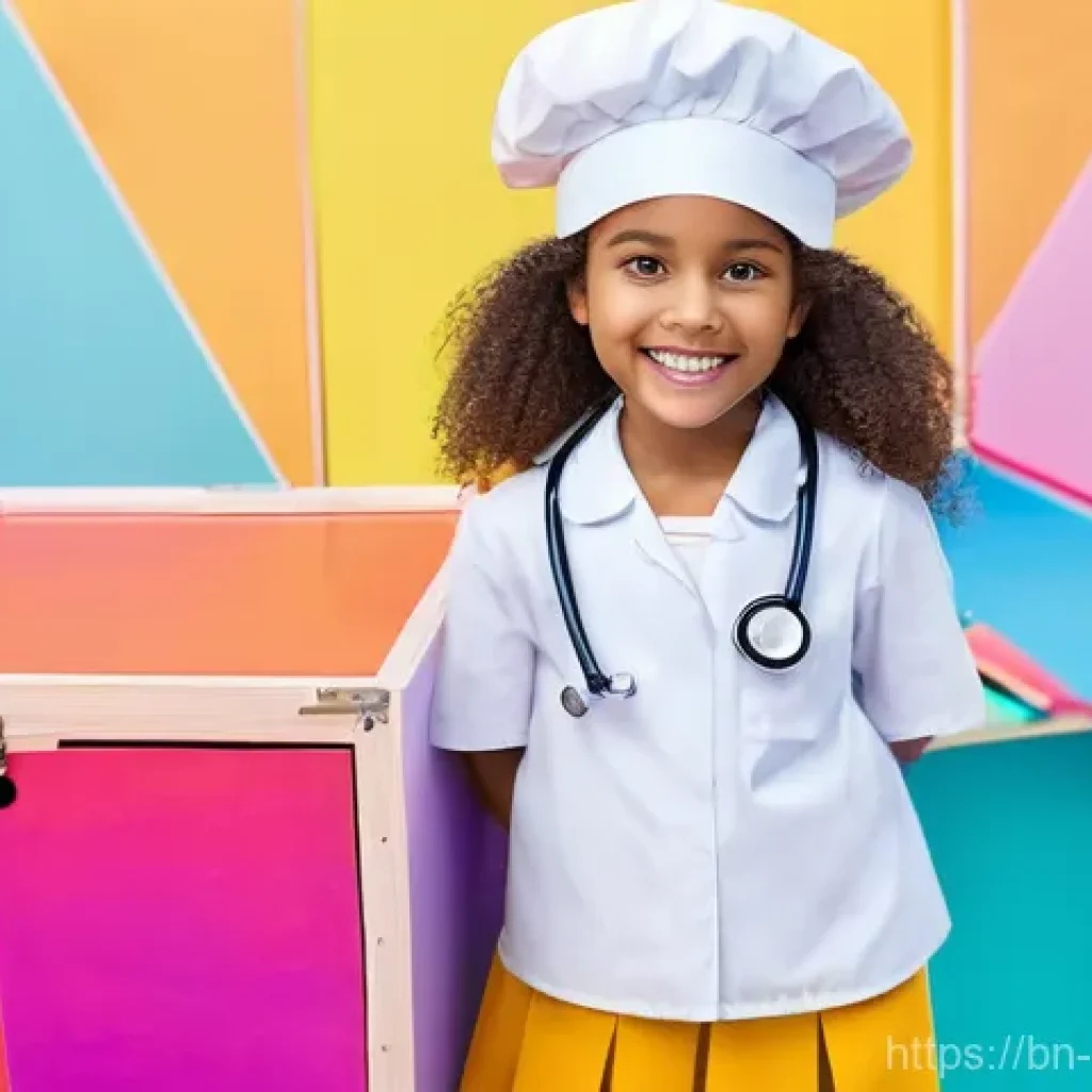 소피루비의 에피소드 스토리 심층 분석 - **Prompt:** A vibrant and cheerful young girl, Ruby, standing beside her large, colorful "Magic Box....