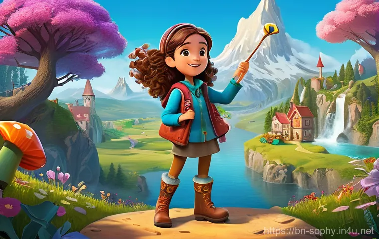 소피루비 콘텐츠 인기 비결 - **Prompt:** A dynamic and colorful scene featuring Sophy Ruby in a vibrant, modest adventurer's outf...